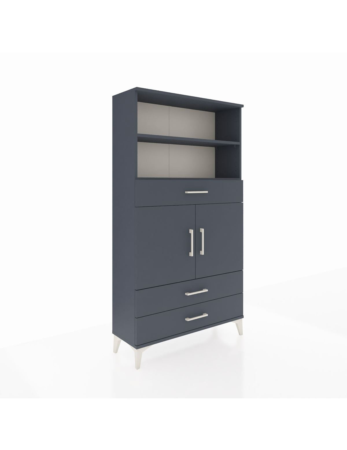 Arges Dolap 4 Raflı 3 Çekmeceli 2 Kapaklı 88x30x163 Antrasit-Antrasit