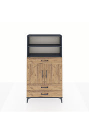 Arges Dolap 4 Raflı 3 Çekmeceli 2 Kapaklı 88x30x163 Antrasit-Çam