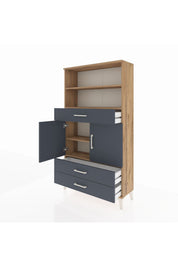 Arges Dolap 4 Raflı 3 Çekmeceli 2 Kapaklı 88x30x163 Çam-Antrasit