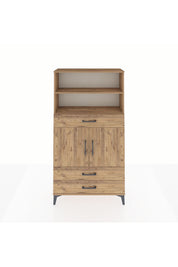 Arges Dolap 4 Raflı 3 Çekmeceli 2 Kapaklı 88x30x163 Çam-Çam