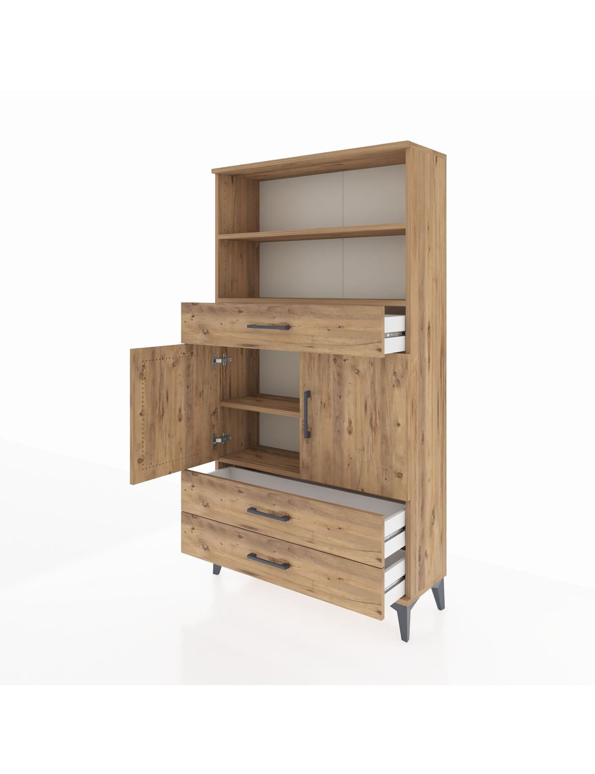 Arges Dolap 4 Raflı 3 Çekmeceli 2 Kapaklı 88x30x163 - S21M092V9A