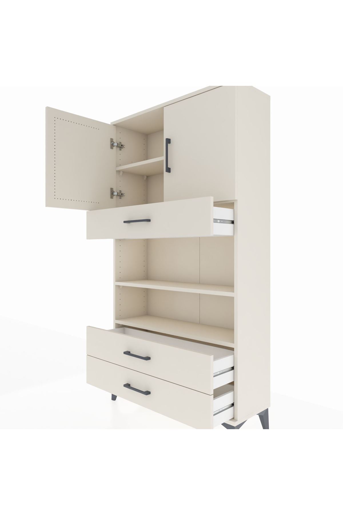 Arges Dolap 4 Raflı 3 Çekmeceli 2 Kapaklı 88x30x163 Aytaşı-Aytaşı