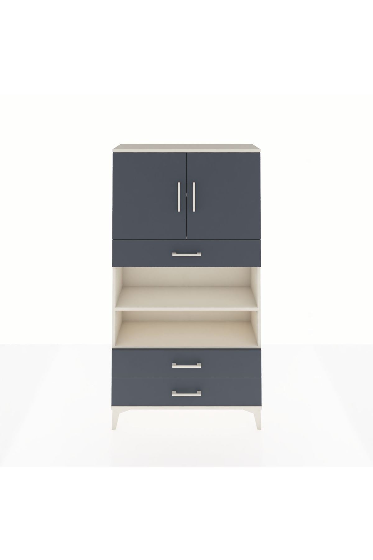 Arges Dolap 4 Raflı 3 Çekmeceli 2 Kapaklı 88x30x163 Aytaşı-Antrasit