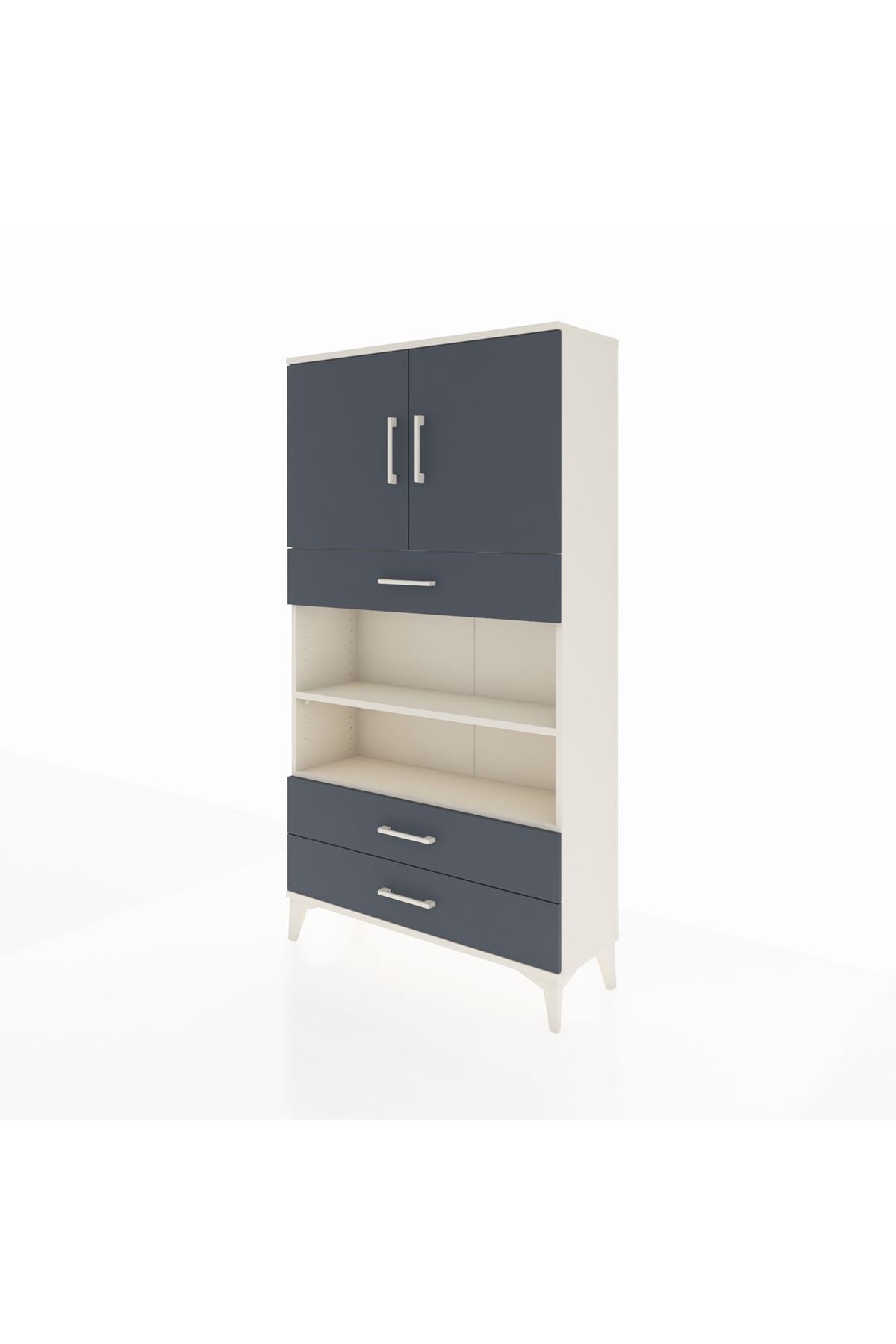 Arges Dolap 4 Raflı 3 Çekmeceli 2 Kapaklı 88x30x163 Aytaşı-Antrasit