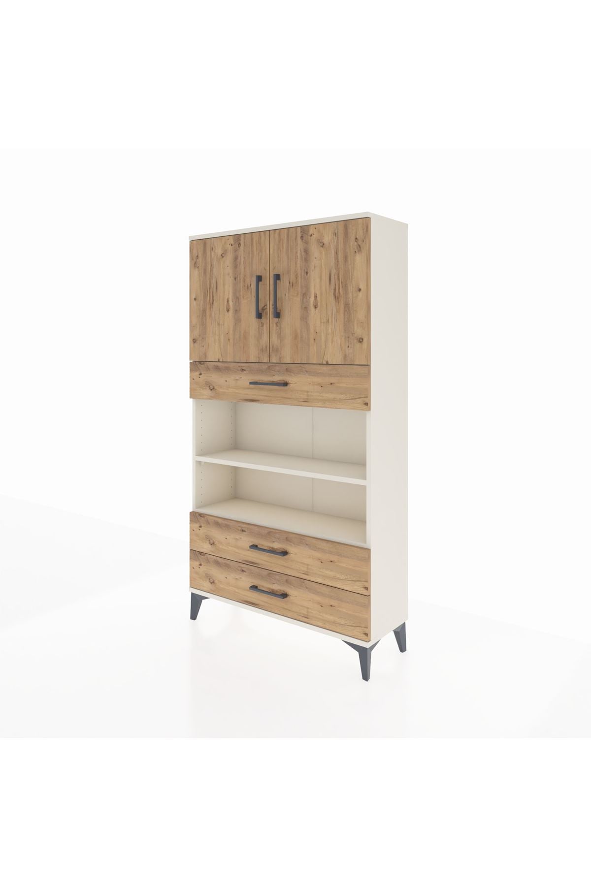 Arges Dolap 4 Raflı 3 Çekmeceli 2 Kapaklı 88x30x163 Aytaşı-Çam