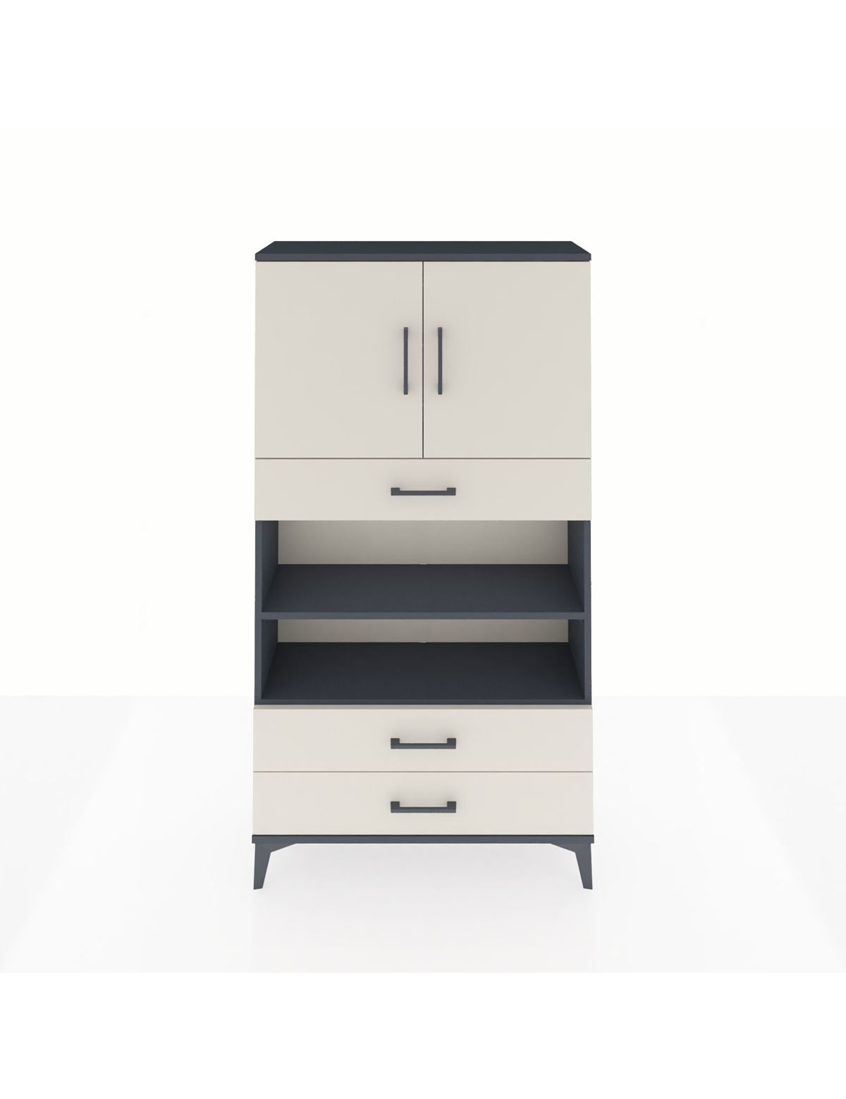 Arges Dolap 4 Raflı 3 Çekmeceli 2 Kapaklı 88x30x163 Antrasit-Aytaşı