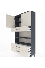 Arges Dolap 4 Raflı 3 Çekmeceli 2 Kapaklı 88x30x163 Antrasit-Aytaşı