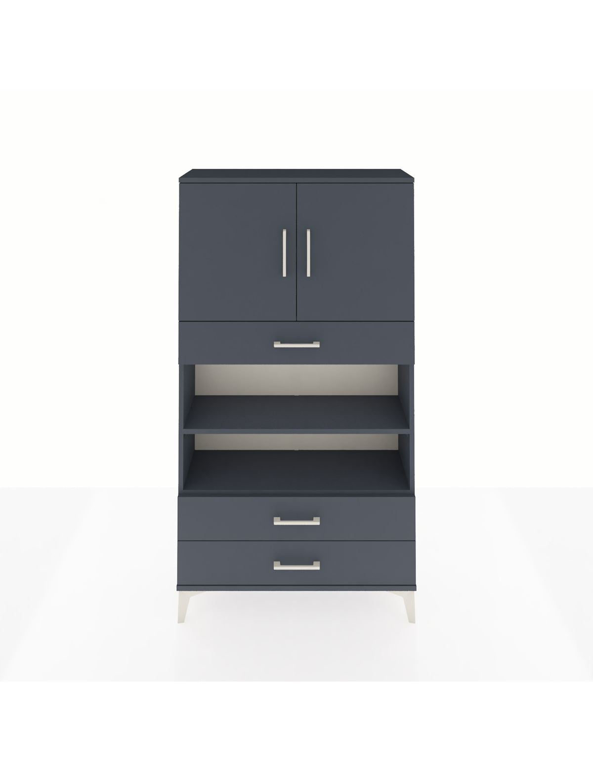 Arges Dolap 4 Raflı 3 Çekmeceli 2 Kapaklı 88x30x163 Antrasit-Antrasit