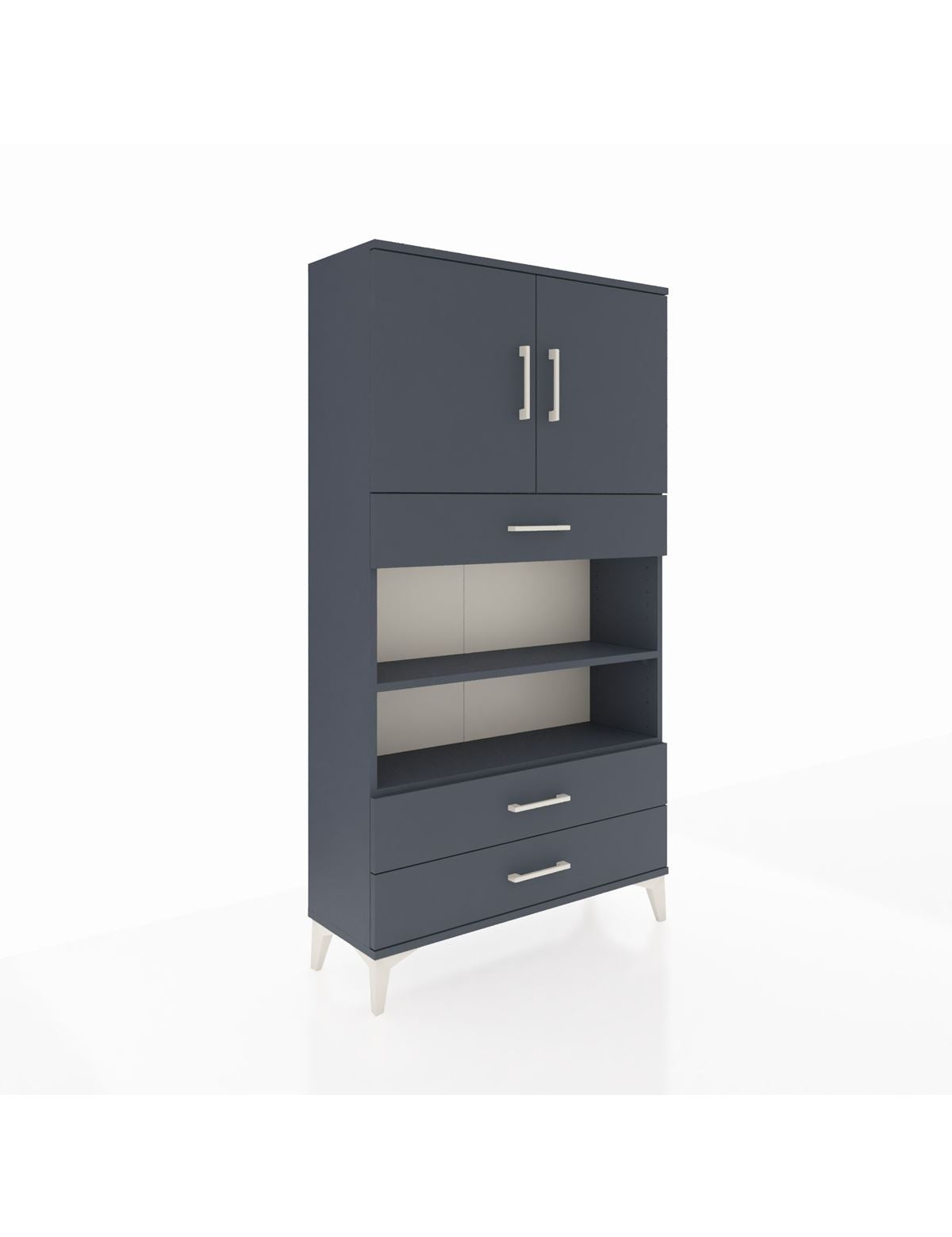 Arges Dolap 4 Raflı 3 Çekmeceli 2 Kapaklı 88x30x163 Antrasit-Antrasit