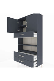 Arges Dolap 4 Raflı 3 Çekmeceli 2 Kapaklı 88x30x163 Antrasit-Antrasit