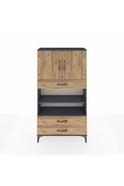 Arges Dolap 4 Raflı 3 Çekmeceli 2 Kapaklı 88x30x163 Antrasit-Çam