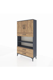 Arges Dolap 4 Raflı 3 Çekmeceli 2 Kapaklı 88x30x163 Antrasit-Çam