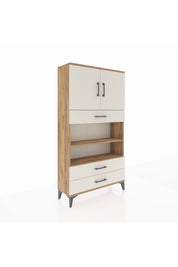 Arges Dolap 4 Raflı 3 Çekmeceli 2 Kapaklı 88x30x163 Çam-Aytaşı