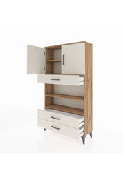 Arges Dolap 4 Raflı 3 Çekmeceli 2 Kapaklı 88x30x163 Çam-Aytaşı