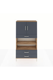 Arges Dolap 4 Raflı 3 Çekmeceli 2 Kapaklı 88x30x163 Çam-Antrasit