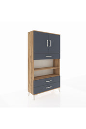 Arges Dolap 4 Raflı 3 Çekmeceli 2 Kapaklı 88x30x163 Çam-Antrasit