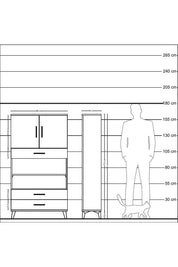 Arges Dolap 4 Raflı 3 Çekmeceli 2 Kapaklı 88x30x163 Çam-Antrasit