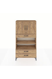 Arges Dolap 4 Raflı 3 Çekmeceli 2 Kapaklı 88x30x163 Çam-Çam