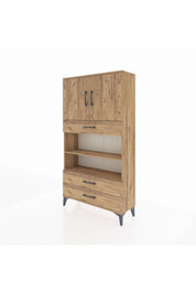 Arges Dolap 4 Raflı 3 Çekmeceli 2 Kapaklı 88x30x163 Çam-Çam