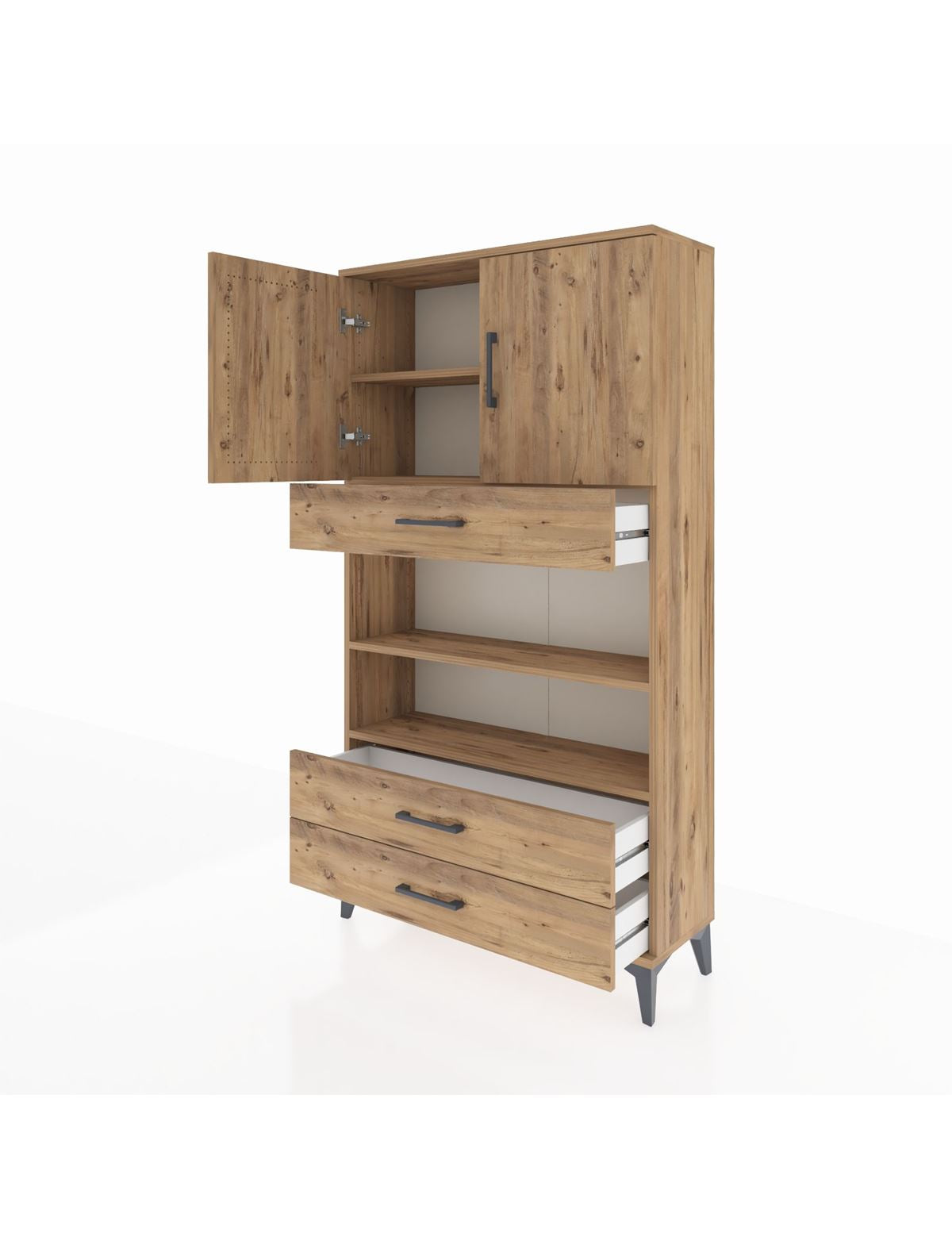 Arges Dolap 4 Raflı 3 Çekmeceli 2 Kapaklı 88x30x163 - S21M093V9A