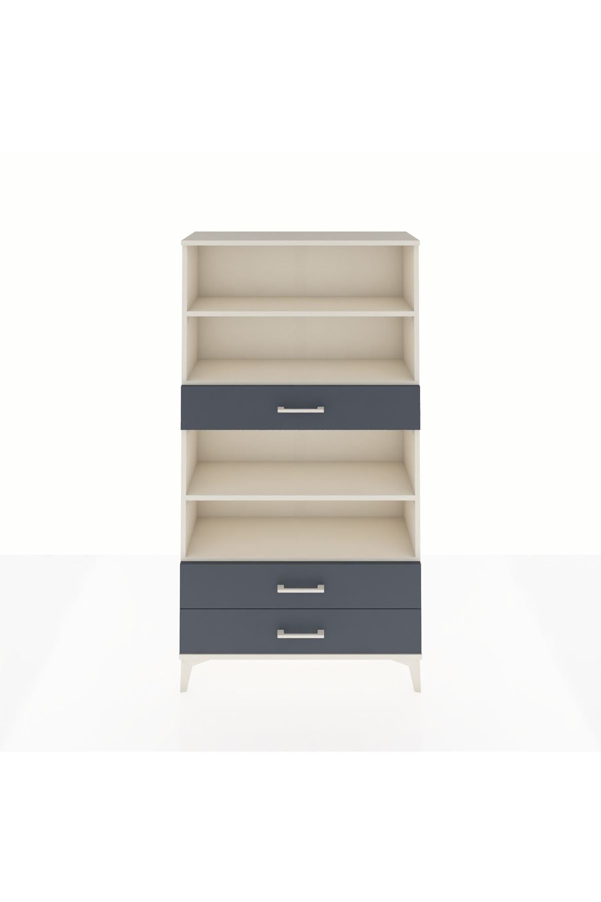 Arges Dolap 4 Raflı 3 Çekmeceli 88x30x163 Aytaşı-Antrasit