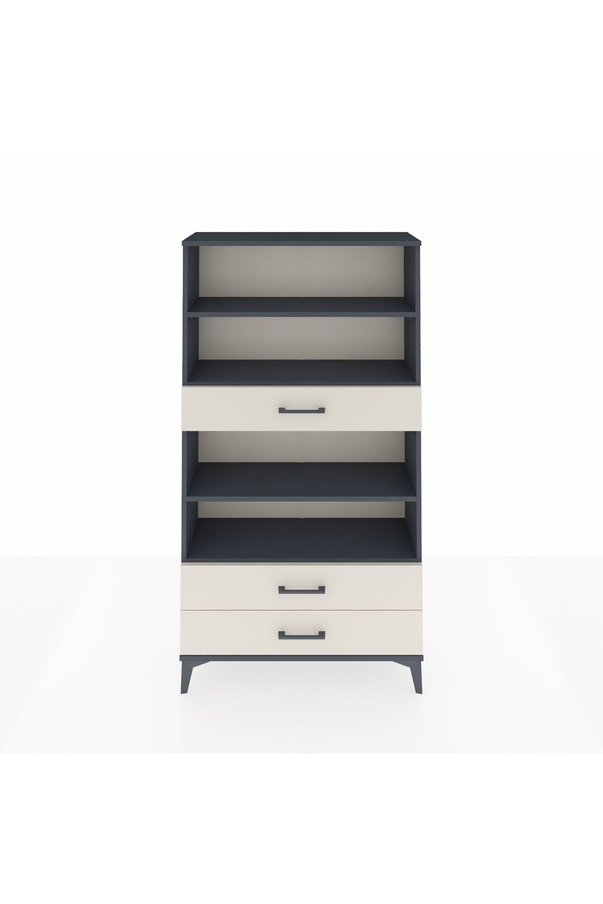 Arges Dolap 4 Raflı 3 Çekmeceli 88x30x163 Antrasit-Aytaşı