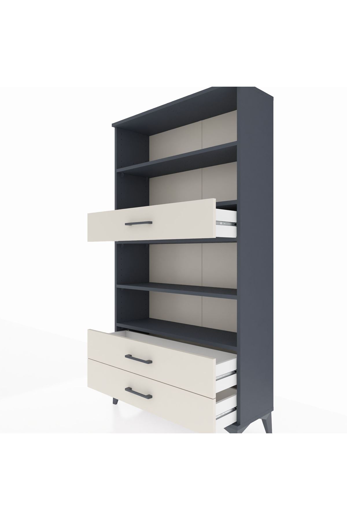 Arges Dolap 4 Raflı 3 Çekmeceli 88x30x163 Antrasit-Aytaşı