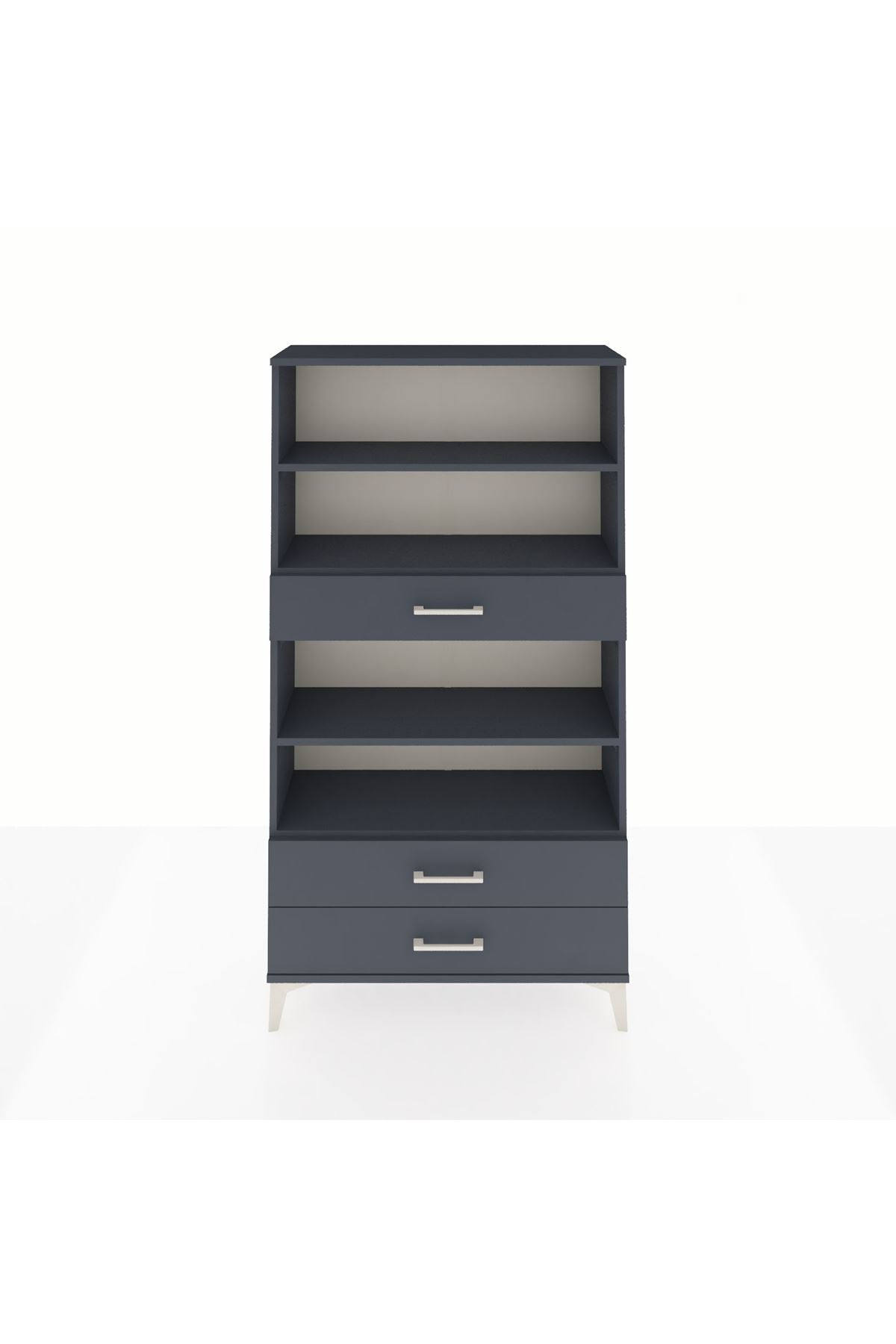 Arges Dolap 4 Raflı 3 Çekmeceli 88x30x163 Antrasit-Antrasit