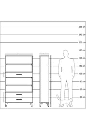 Arges Dolap 4 Raflı 3 Çekmeceli 88x30x163 Antrasit-Antrasit