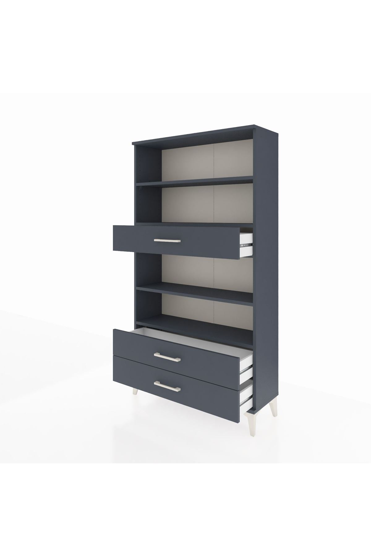 Arges Dolap 4 Raflı 3 Çekmeceli 88x30x163 Antrasit-Antrasit