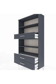 Arges Dolap 4 Raflı 3 Çekmeceli 88x30x163 Antrasit-Antrasit