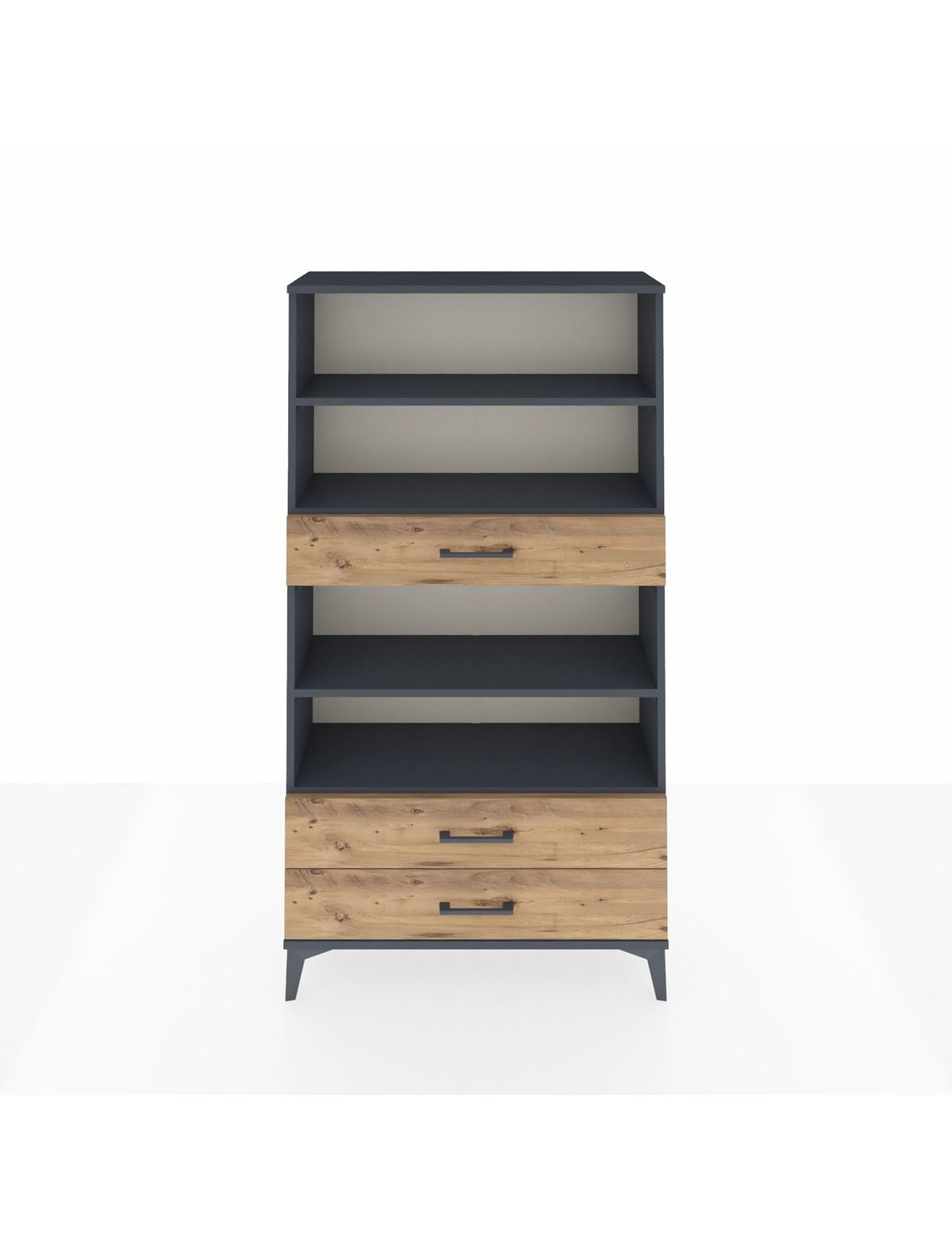 Arges Dolap 4 Raflı 3 Çekmeceli 88x30x163 Antrasit-Çam