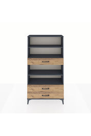 Arges Dolap 4 Raflı 3 Çekmeceli 88x30x163 Antrasit-Çam