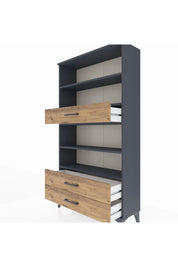 Arges Dolap 4 Raflı 3 Çekmeceli 88x30x163 Antrasit-Çam