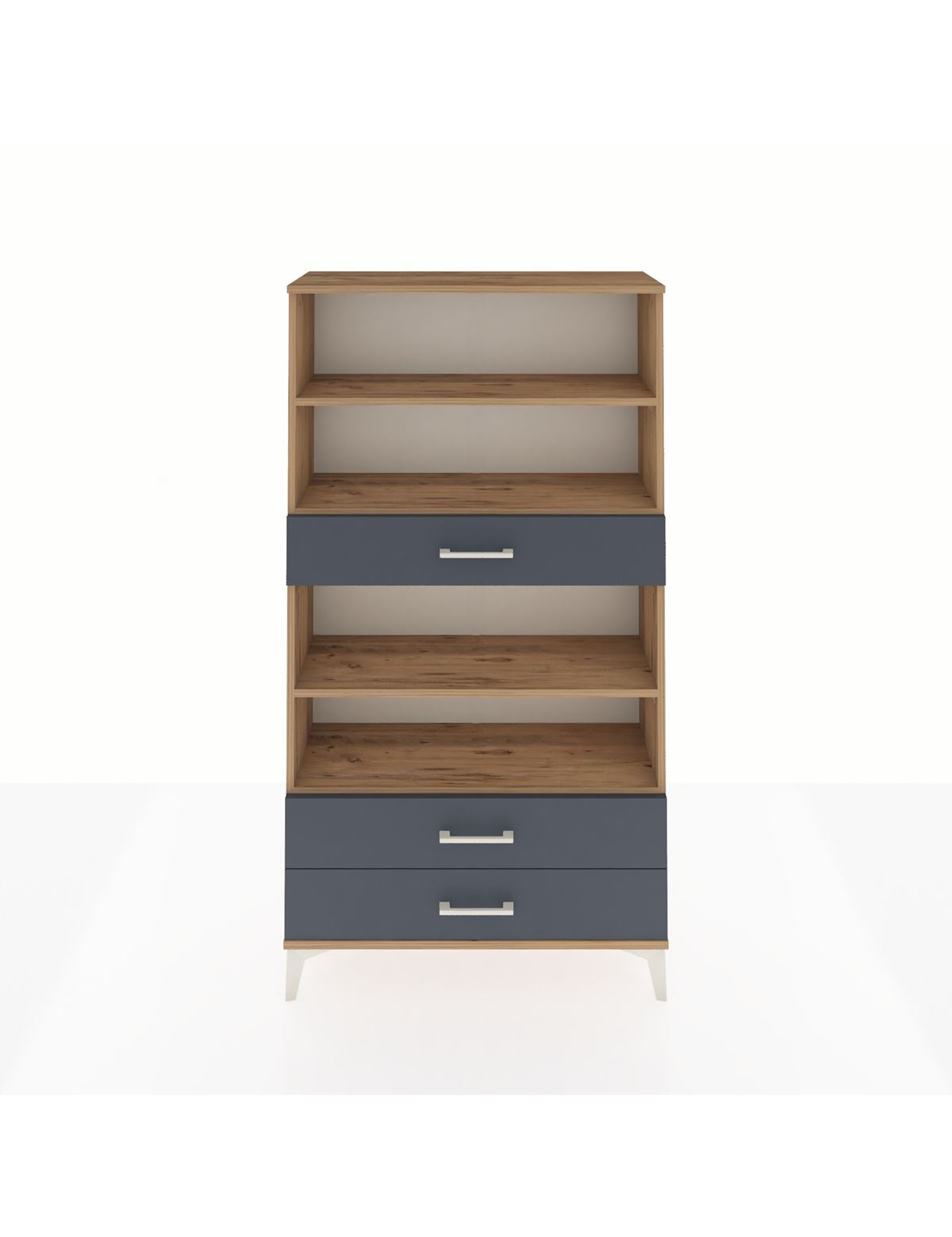 Arges Dolap 4 Raflı 3 Çekmeceli 88x30x163 Çam-Antrasit