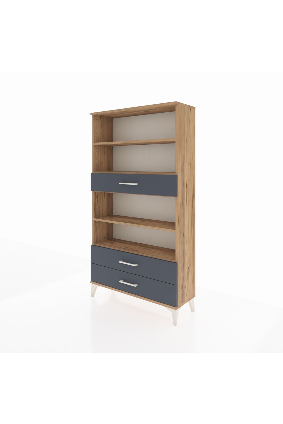 Arges Dolap 4 Raflı 3 Çekmeceli 88x30x163 Çam-Antrasit