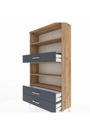 Arges Dolap 4 Raflı 3 Çekmeceli 88x30x163 Çam-Antrasit