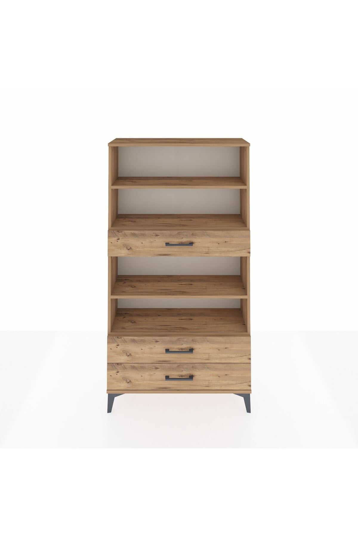 Arges Dolap 4 Raflı 3 Çekmeceli 88x30x163 Çam-Çam