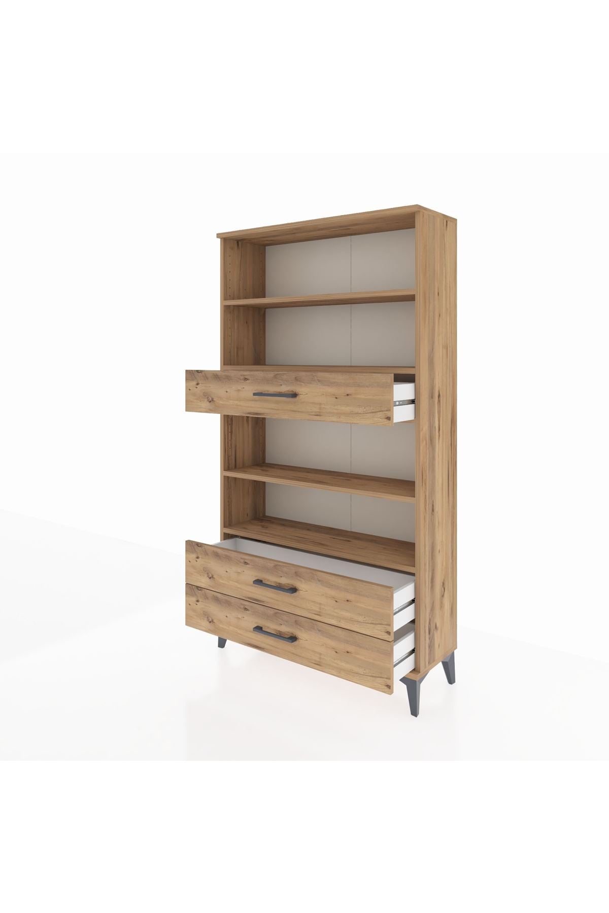 Arges Dolap 4 Raflı 3 Çekmeceli 88x30x163 Çam-Çam