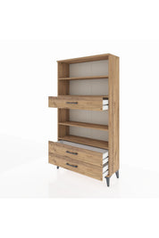 Arges Dolap 4 Raflı 3 Çekmeceli 88x30x163 Çam-Çam