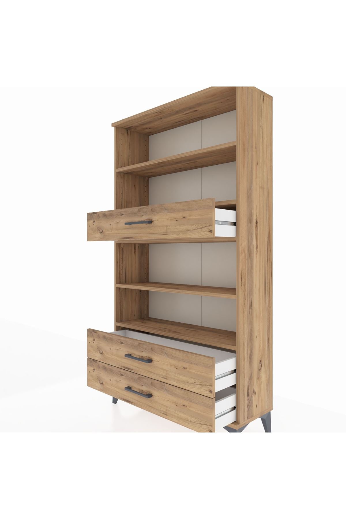 Arges Dolap 4 Raflı 3 Çekmeceli 88x30x163 Çam-Çam