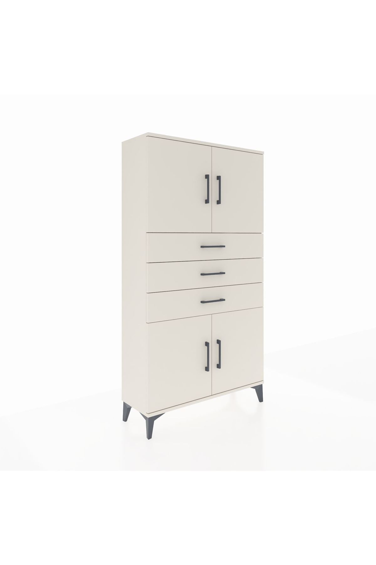 Arges Dolap 3 Raflı 3 Çekmeceli 4 Kapaklı 88x30x163 Aytaşı-Aytaşı