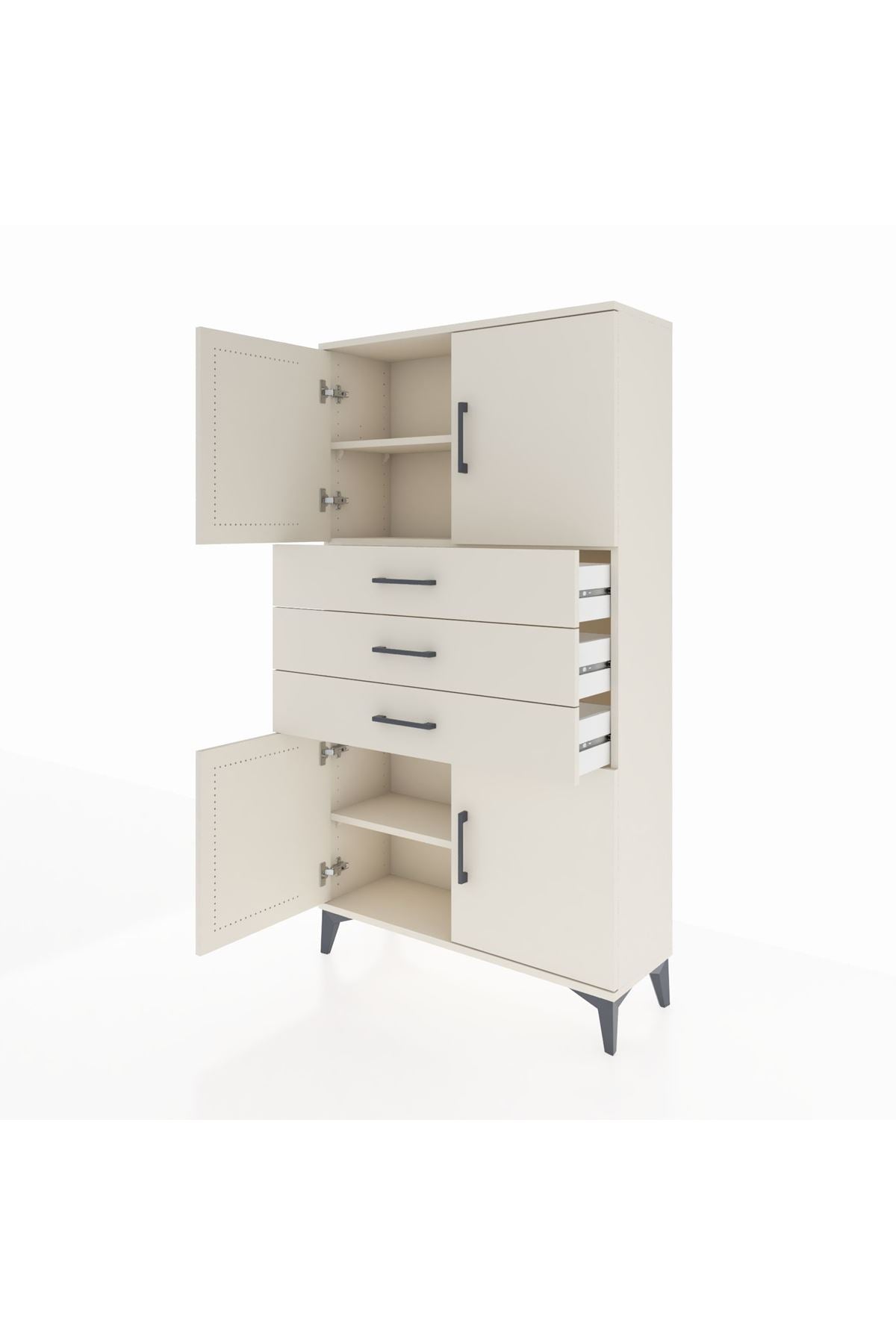 Arges Dolap 3 Raflı 3 Çekmeceli 4 Kapaklı 88x30x163 Aytaşı-Aytaşı