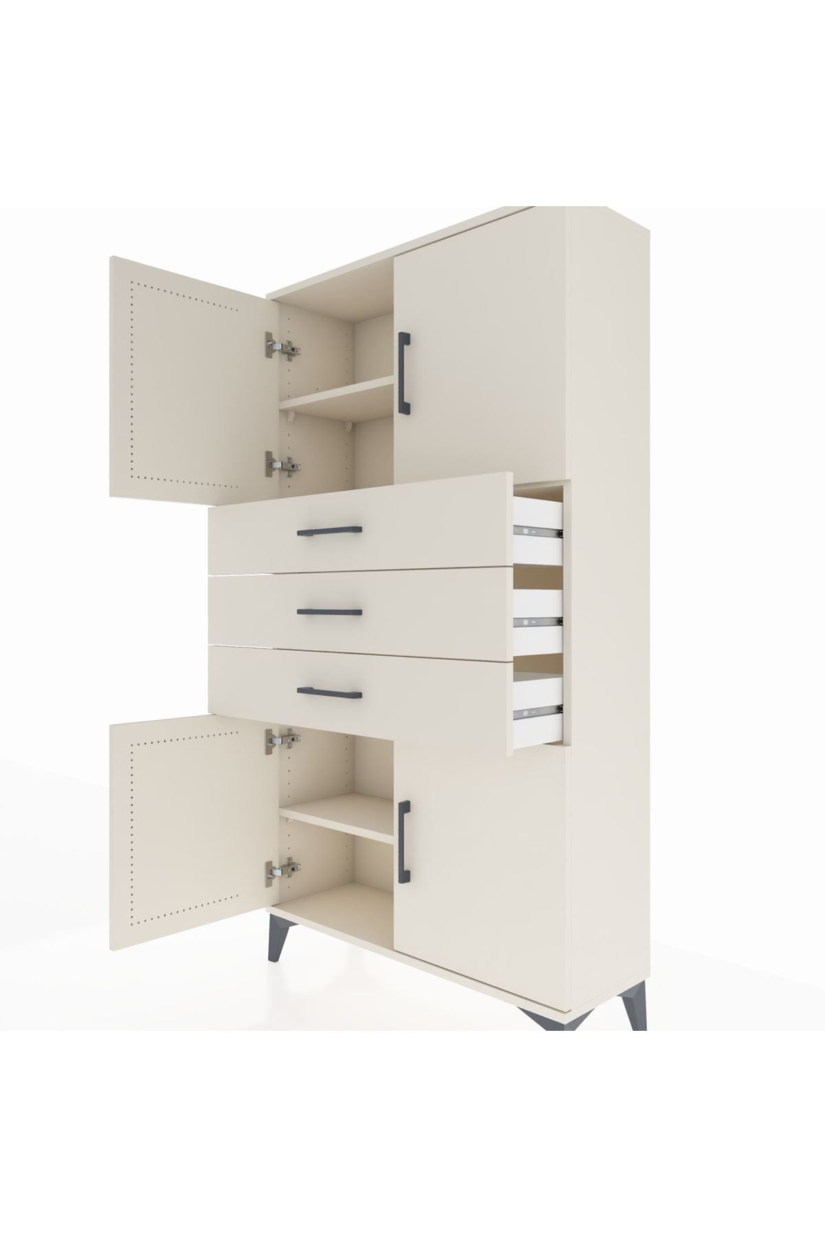 Arges Dolap 3 Raflı 3 Çekmeceli 4 Kapaklı 88x30x163 Aytaşı-Aytaşı