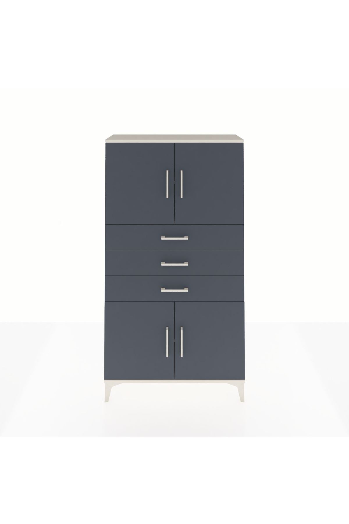 Arges Dolap 3 Raflı 3 Çekmeceli 4 Kapaklı 88x30x163 Aytaşı-Antrasit