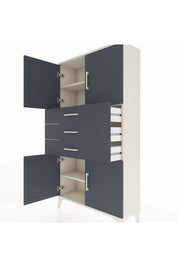 Arges Dolap 3 Raflı 3 Çekmeceli 4 Kapaklı 88x30x163 Aytaşı-Antrasit