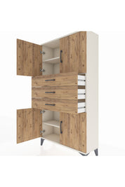 Arges Dolap 3 Raflı 3 Çekmeceli 4 Kapaklı 88x30x163 Aytaşı-Çam