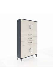 Arges Dolap 3 Raflı 3 Çekmeceli 4 Kapaklı 88x30x163 Antrasit-Aytaşı