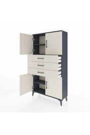 Arges Dolap 3 Raflı 3 Çekmeceli 4 Kapaklı 88x30x163 Antrasit-Aytaşı