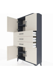 Arges Dolap 3 Raflı 3 Çekmeceli 4 Kapaklı 88x30x163 Antrasit-Aytaşı